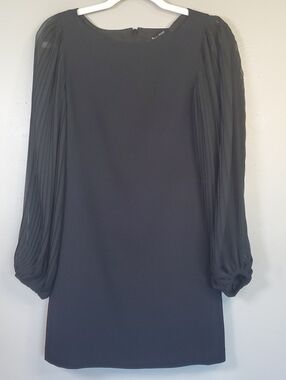 White House/ Blk Market Black Mini Shift Dress With Balloon Sleeves. 00/ Xsmall
